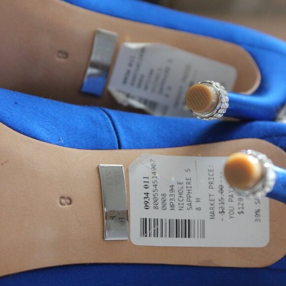 Badgley Mischka Navy Blue Evening Heels - Picture 2 of 9